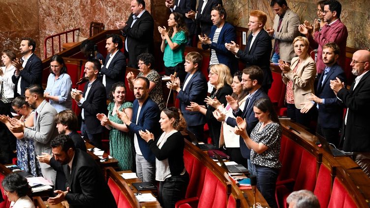 The deputies of Nupes in the hemicycle on June 12, 2023. (BERTRAND GUAY / AFP)