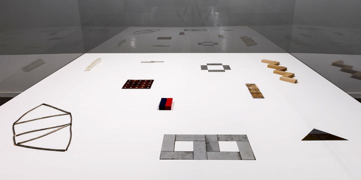 Vue de l’exposition, Carl Andre: Sculpture as Place, 1958–2010 au Musée d’Art moderne de la Ville de Paris (dernières sculptures)
 (Pierre Antoine)