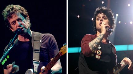 Lou Reed sur scène au Casino de Paris le 26 mai 2003 ; Billie Joe Armstrong, de Green Day, sur scène à Las Vegas le 21 septembre 2012
 (Bertrand Guay / Christopher Polk (Getty Images) / AFP)