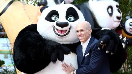 Le patron de Dreamworks, Jeffrey Katzenberg, à&nbsp;l'avant-première de "Kung Fu Panda 3" à Londres (Royaume-Uni), le 6 mars 2016. (SIPA)