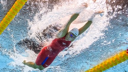 La Française Marie Wattel, sur le 100m papillon, le 18 juin 2022.&nbsp; (FRANCOIS-XAVIER MARIT / AFP)