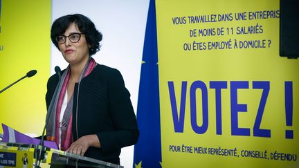 Myriam El Khomri, ministre du Travail, pour le lancement pour les élections dans les TPE, le 4 octobre 2016 à Paris. (THOMAS PADILLA / MAXPPP)