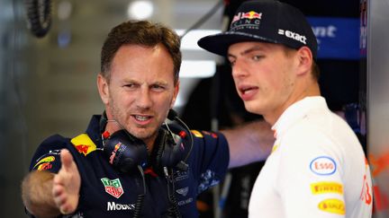 Le directeur de Red Bull, Christian Horner, a rapidement repéré le potentiel de Max Verstappen, ici lors du Grand Prix du Canada, le 9 juin 2017 à Montréal.&nbsp; (CLIVE MASON / GETTY IMAGES NORTH AMERICA / AFP)