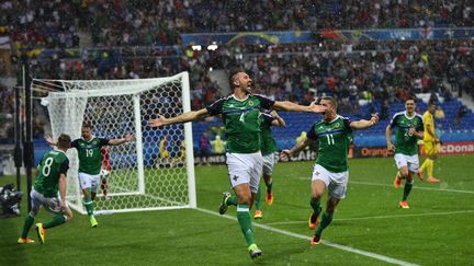 La joie de McAuley, premier buteur nord-irlandais (UWE ANSPACH / DPA)