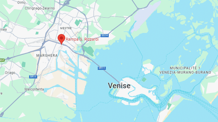 Le viaduc d'où est tombé le bus est situé dans la localité de Mestre, appartenant à la ville de Venise. (GOOGLE MAPS)