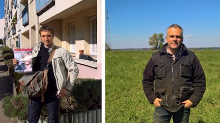 Olivier Sivebaek, responsable FNJ de Haute-Vienne, et Christophe Lechevallier, exploitant agricole, syndicaliste et FN.&nbsp; (F. MAGNENOU / FRANCEINFO)