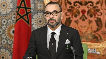 Le roi du Maroc, Mohammed VI, le 6 novembre 2021 à Rabat (Maroc).&nbsp; (MOROCCAN ROYAL PALACE / AFP)