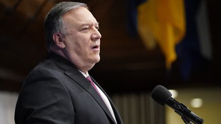 Le secrétaire d'Etat américain Mike Pompeo lors d'une conférence de presse à Washington, le 12 janvier 2021. (ANDREW HARNIK / AFP)