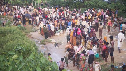 Des réfugiés rohingyas traversent la frontière avec le Bangladesh, le 7 septembre 2017. (CITIZENSIDE/PARVEZ AHMAD / CITIZENSIDE)