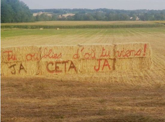 Cet agriculteur de profession a découvert des tags sur ses bottes de foin. (PASCAL LAVERGNE)