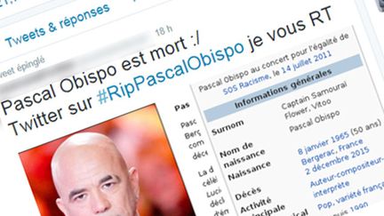 &nbsp; (Fausse mort de Pascal Obispo © Capture d'écran Twitter)