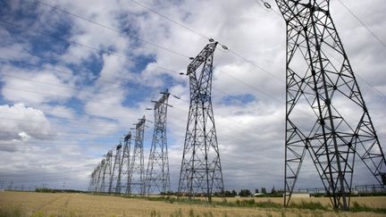 Lignes &agrave; haute tension &agrave; Villejust (Essonne), le 8 juillet 2011. (FRED DUFOUR / AFP)