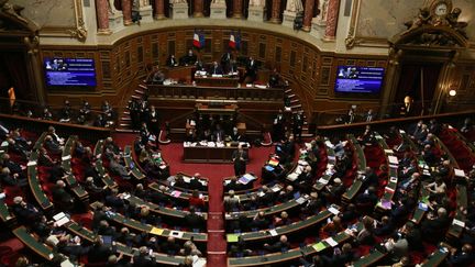 L'hémicycle du Sénat, le 15 décembre 2021. (QUENTIN DE GROEVE / HANS LUCAS / AFP)