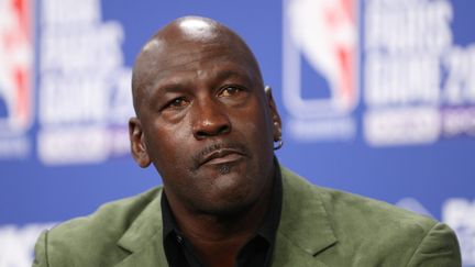 Le basketteur Michael Jordan en conférence de presse, à Paris, le 24 janvier 2020. Photo d'illustration (ARNAUD JOURNOIS / MAXPPP)