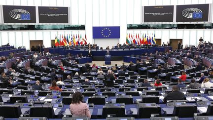 Le Parlement européen à Strasbourg, le 17 octobre 2023. (FREDERICK FLORIN / AFP)