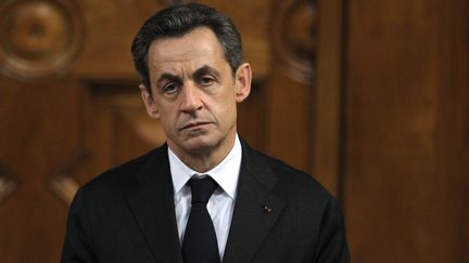 La majorit&eacute; des Fran&ccedil;ais ne regrettent pas Nicolas Sarkozy, ici photographi&eacute; le 9 mars 2012, quand il &eacute;tait encore pr&eacute;sident. (VALERY HACHE / AFP)