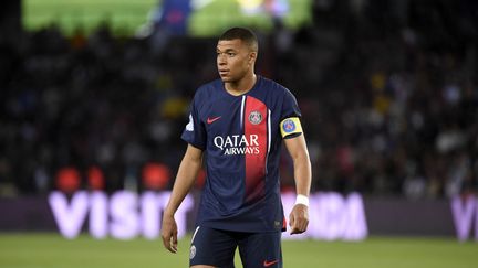 Kylian Mbappé, lors du match entre le Paris Saint-Germain et Clermont le 3 juin 2023, au Parc des Princes à Paris. (HERVIO JEAN-MARIE / KMSP)