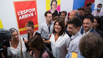 Michèle Rubirola au temps de l'union et de la victoire aux élections municipales, à Marseille le 28 juin 2020 (CLEMENT MAHOUDEAU / AFP)