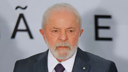 Le président brésilien Lula lors de la cérémonie de promotion des officiers généraux des forces armées, à Brasilia le 04 avril 2023. (SERGIO LIMA / AFP)