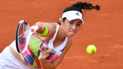 Avec son haut bariolé, l'Américaine&nbsp;Louisa Chirico n'a pas réussi à s'imposer contre sa compatriote Venus Williams, le 26 mai 2016. (MUSTAFA YALCIN / ANADOLU AGENCY / AFP)