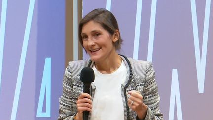 Amélie Oudéa-Castéra, la ministre des Sports et des Jeux olympiques et paralympiques,&nbsp;lors du festival "Demain Le Sport",à la Maison de la Radio et de la Musique,&nbsp;jeudi 22 septembre. (FRANCEINFO / RADIOFRANCE)