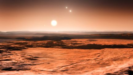 Voici &agrave; quoi pourrait ressembler l'exoplan&egrave;te&nbsp;Gliese 667Cd, situ&eacute;e dans&nbsp;le syst&egrave;me solaire de l'&eacute;toile Gliese 667C. (AFP PHOTO / ESO / M. KORNMESSER)