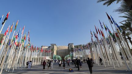 People visit the site hosting the United Nations climate summit in Dubai, December 10, 2023. (GIUSEPPE CACACE / AFP)