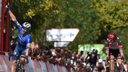 Florian Sénéchal a remporté la 13e étape de la Vuelta. C'est aussi la première victoire française sur ce Tour d'Espagne.&nbsp; (JORGE GUERRERO / AFP)