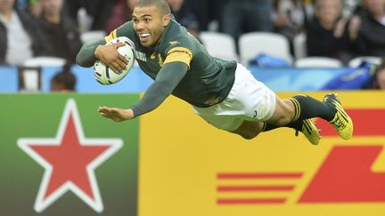 L'ailier Bryan Habana, meilleur marqueur d'essais sud-africains et recordman d'essais en Coupe du monde avec Jonah Lomu (15) (GLYN KIRK / AFP)