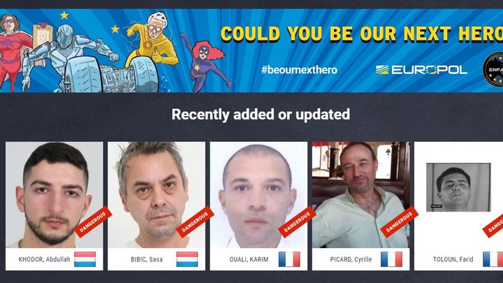 Sur son site, Europol met en avant le profil de criminels recherchés et considérés comme particulièrement dangereux. (CAPTURE ECRAN / SITE D'EUROPOL)