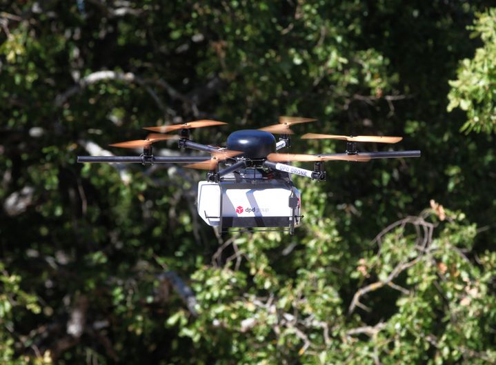 Exemple de drone utilisé dans le Var pour transporter des colis.  (FRANK MULLER / MAXPPP)