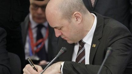 Le Premier ministre suédois, Fredrik Reinfeldt, le 2 mars 2012, à Bruxelles. (AFP PHOTO / POOL / FRANCOIS LENOIR)