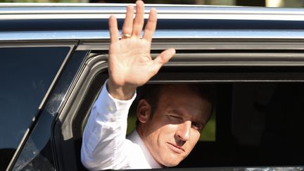 Emmanuel Macron, à Sarliac-sur-l'Isle (Dordogne), le 19 juillet 2018. (NICOLAS TUCAT / AFP)