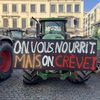 Des tracteurs à Bruxelles, le 1er février 2024. (ROBIN PRUDENT / FRANCEINFO)