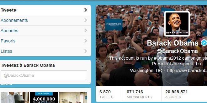 Le compte twitter de Barack Obama (© DR)