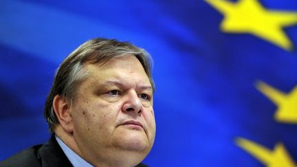 Le ministre des Finances grecs Evangelos Venizelos, pendant une conf&eacute;rence de presse de l'Eurogroupe le 21 f&eacute;vrier 2012. (ON)