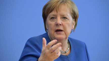 La chancelière allemande, Angela Merkel, lors d'une conférence de presse, le 11 mars 2020. (TOBIAS SCHWARZ / AFP)