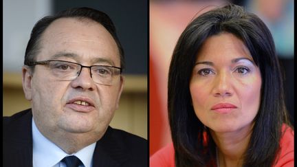 Le d&eacute;put&eacute; Patrick Mennucci et la s&eacute;natrice Samia Ghali s'affronteront au second tour de la primaire socialiste &agrave; Marseille (Bouches-du-Rh&ocirc;ne). (GERARD JULIEN / ANNE-CHRISTINE POUJOULAT / AFP)