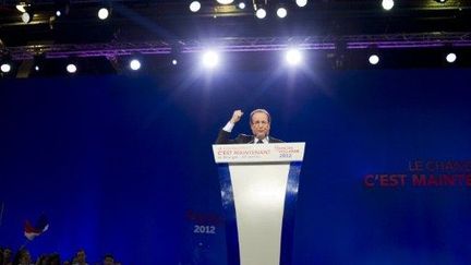 François Hollande tient son premier grand meeting de campagne, au Bourget (Seine-Saint-Denis), le 22 janvier 2012. (AFP - Fred Dufour)