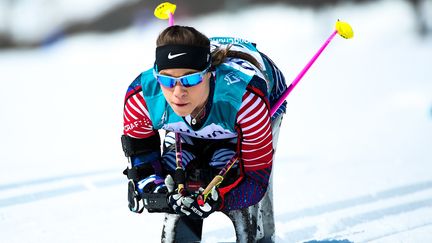 La fondeuse américaine Oksana Masters lors de l'épreuve de cross-country de 12 km des Jeux de Pyeongchang (Corée du Sud), le 11 mars 2018. (LINTAO ZHANG / GETTY IMAGES ASIAPAC)