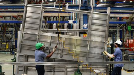 Site de construction d'Alstom à Sri City, en Inde. (ARUN SANKAR / AFP)