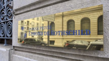 Le logo de la banque privée Edmond de Rothschild à Genève en Suisse. (MAXPPP)