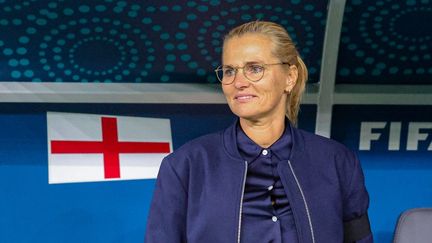 La sélectionneuse de l'Angleterre Sarina Wiegman lors du match des Lionesses contre le Danemark à la Coupe du monde, le 28 juillet 2023. (NIGEL KEENE / AFP)