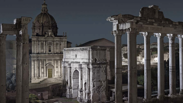 &nbsp; (L'arc de Septime Sévère et les colonnes du temple de Saturne. © Géo)