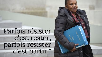 C'est par ce&nbsp;tweet que Christiane Taubira a commenté sa démission du gouvernement, mercredi 27 janvier 2016.&nbsp; (MARTIN BUREAU / AFP)