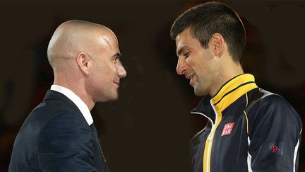 André Agassi et Novak Djokovic à l'Open d'Australie