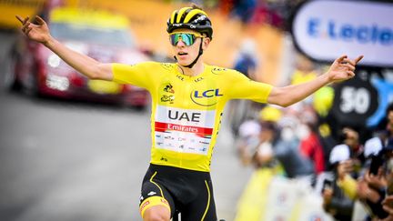 Tadej Pogacar (UAE-Emirates) lors de la 17e étape du Tour de France 2021. (DAVID STOCKMAN / BELGA MAG / AFP)