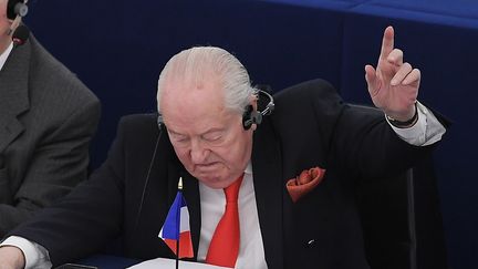 Jean-Marie Le Pen, au Parlement européen, le 16 avril 20189, à Strasbourg. (FREDERICK FLORIN / AFP)