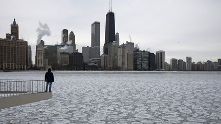 Le lac Michigan gel&eacute; &agrave; Chiacgo (Illinois) le 5 janvier 2015.&nbsp; (JIM YOUNG / REUTERS)