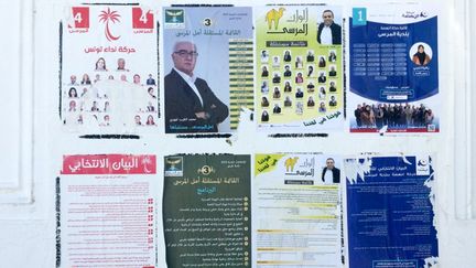 Des affiches électorales pour les municipales, à La Marsa, à une vingtaine de kilomètres de Tunis (Tunisie), le 6 mai 2018. (SIMON KREMER / DPA)